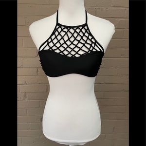 Hollister black webbed bikini top